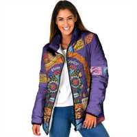 Mexico Day Of The Dead Padded Jacket Sombrero Sugar Skull Marigold Pan De Muerto - Wonder Print Shop