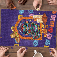Mexico Day Of The Dead Puzzle Sombrero Sugar Skull Marigold Pan De Muerto - Wonder Print Shop