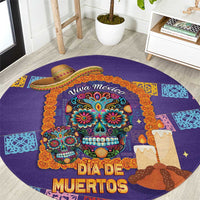 Mexico Day Of The Dead Round Carpet Sombrero Sugar Skull Marigold Pan De Muerto - Wonder Print Shop