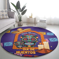 Mexico Day Of The Dead Round Carpet Sombrero Sugar Skull Marigold Pan De Muerto - Wonder Print Shop