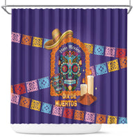 Mexico Day Of The Dead Shower Curtain Sombrero Sugar Skull Marigold Pan De Muerto - Wonder Print Shop