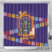 Mexico Day Of The Dead Shower Curtain Sombrero Sugar Skull Marigold Pan De Muerto - Wonder Print Shop