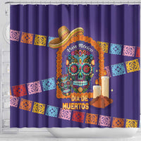 Mexico Day Of The Dead Shower Curtain Sombrero Sugar Skull Marigold Pan De Muerto - Wonder Print Shop