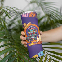 Mexico Day Of The Dead Skinny Tumbler Sombrero Sugar Skull Marigold Pan De Muerto - Wonder Print Shop