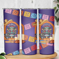 Mexico Day Of The Dead Skinny Tumbler Sombrero Sugar Skull Marigold Pan De Muerto - Wonder Print Shop