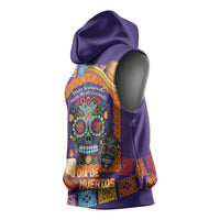 Mexico Day Of The Dead Sleeveless Hoodie Sombrero Sugar Skull Marigold Pan De Muerto - Wonder Print Shop