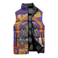 Mexico Day Of The Dead Sleeveless Puffer Jacket Sombrero Sugar Skull Marigold Pan De Muerto - Wonder Print Shop