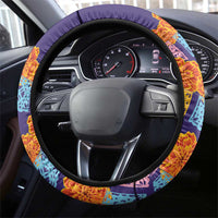 Mexico Day Of The Dead Steering Wheel Cover Sombrero Sugar Skull Marigold Pan De Muerto - Wonder Print Shop