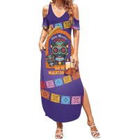 Mexico Day Of The Dead Summer Maxi Dress Sombrero Sugar Skull Marigold Pan De Muerto - Wonder Print Shop
