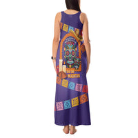 Mexico Day Of The Dead Tank Maxi Dress Sombrero Sugar Skull Marigold Pan De Muerto - Wonder Print Shop