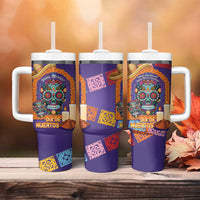 Mexico Day Of The Dead Tumbler With Handle Sombrero Sugar Skull Marigold Pan De Muerto - Wonder Print Shop