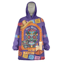 Mexico Day Of The Dead Wearable Blanket Hoodie Sombrero Sugar Skull Marigold Pan De Muerto - Wonder Print Shop