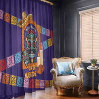 Mexico Day Of The Dead Window Curtain Sombrero Sugar Skull Marigold Pan De Muerto - Wonder Print Shop