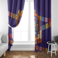 Mexico Day Of The Dead Window Curtain Sombrero Sugar Skull Marigold Pan De Muerto - Wonder Print Shop
