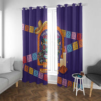 Mexico Day Of The Dead Window Curtain Sombrero Sugar Skull Marigold Pan De Muerto - Wonder Print Shop