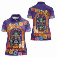 Mexico Day Of The Dead Women Polo Shirt Sombrero Sugar Skull Marigold Pan De Muerto - Wonder Print Shop