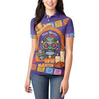 Mexico Day Of The Dead Women Polo Shirt Sombrero Sugar Skull Marigold Pan De Muerto - Wonder Print Shop