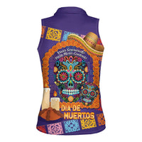 Mexico Day Of The Dead Women Sleeveless Polo Shirt Sombrero Sugar Skull Marigold Pan De Muerto - Wonder Print Shop
