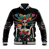 Mexican La Catrina Baseball Jacket Viva Mexico Dia De Muertos - Wonder Print Shop