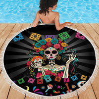 Mexican La Catrina Beach Blanket Viva Mexico Dia De Muertos - Wonder Print Shop