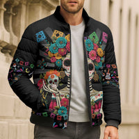 Mexican La Catrina Bomber Puffer Jacket Viva Mexico Dia De Muertos - Wonder Print Shop