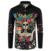 Mexican La Catrina Button Sweatshirt Viva Mexico Dia De Muertos - Wonder Print Shop