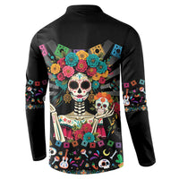 Mexican La Catrina Button Sweatshirt Viva Mexico Dia De Muertos - Wonder Print Shop
