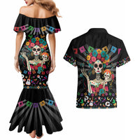 Mexican La Catrina Couples Matching Mermaid Dress and Hawaiian Shirt Viva Mexico Dia De Muertos - Wonder Print Shop