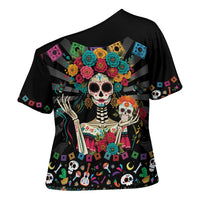 Mexican La Catrina Cross Shoulder Shirt Viva Mexico Dia De Muertos - Wonder Print Shop