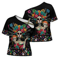 Mexican La Catrina Cross Shoulder Shirt Viva Mexico Dia De Muertos - Wonder Print Shop
