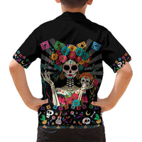 Mexican La Catrina Family Matching Off The Shoulder Long Sleeve Dress and Hawaiian Shirt Viva Mexico Dia De Muertos - Wonder Print Shop
