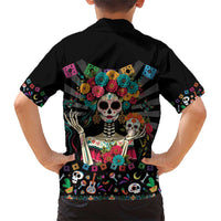 Mexican La Catrina Family Matching Short Sleeve Bodycon Dress and Hawaiian Shirt Viva Mexico Dia De Muertos - Wonder Print Shop