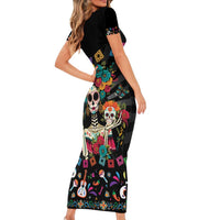 Mexican La Catrina Family Matching Short Sleeve Bodycon Dress and Hawaiian Shirt Viva Mexico Dia De Muertos - Wonder Print Shop