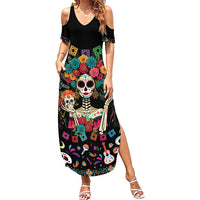 Mexican La Catrina Family Matching Summer Maxi Dress and Hawaiian Shirt Viva Mexico Dia De Muertos - Wonder Print Shop