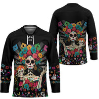 Mexican La Catrina Hockey Jersey Viva Mexico Dia De Muertos - Wonder Print Shop
