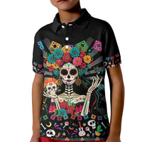 Mexican La Catrina Kid Polo Shirt Viva Mexico Dia De Muertos - Wonder Print Shop