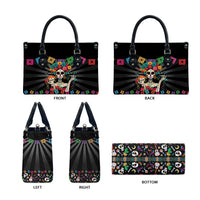 Mexican La Catrina Leather Bag Viva Mexico Dia De Muertos - Wonder Print Shop
