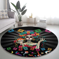 Mexican La Catrina Round Carpet Viva Mexico Dia De Muertos - Wonder Print Shop