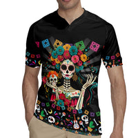 Mexican La Catrina Rugby Jersey Viva Mexico Dia De Muertos - Wonder Print Shop