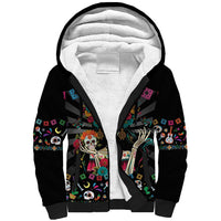 Mexican La Catrina Sherpa Hoodie Viva Mexico Dia De Muertos - Wonder Print Shop