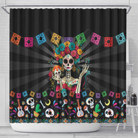 Mexican La Catrina Shower Curtain Viva Mexico Dia De Muertos - Wonder Print Shop