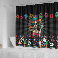Mexican La Catrina Shower Curtain Viva Mexico Dia De Muertos - Wonder Print Shop