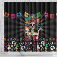 Mexican La Catrina Shower Curtain Viva Mexico Dia De Muertos - Wonder Print Shop