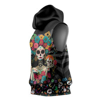 Mexican La Catrina Sleeveless Hoodie Viva Mexico Dia De Muertos - Wonder Print Shop