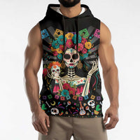 Mexican La Catrina Sleeveless Hoodie Viva Mexico Dia De Muertos - Wonder Print Shop
