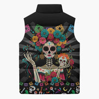 Mexican La Catrina Sleeveless Puffer Jacket Viva Mexico Dia De Muertos - Wonder Print Shop