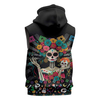 Mexican La Catrina Sleeveless Zip Hoodie Viva Mexico Dia De Muertos - Wonder Print Shop