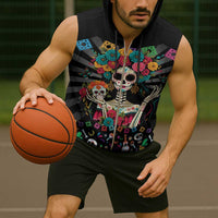 Mexican La Catrina Sleeveless Zip Hoodie Viva Mexico Dia De Muertos - Wonder Print Shop