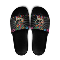 Mexican La Catrina Slide Sandals Viva Mexico Dia De Muertos - Wonder Print Shop