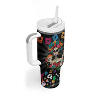Mexican La Catrina Tumbler With Handle Viva Mexico Dia De Muertos - Wonder Print Shop